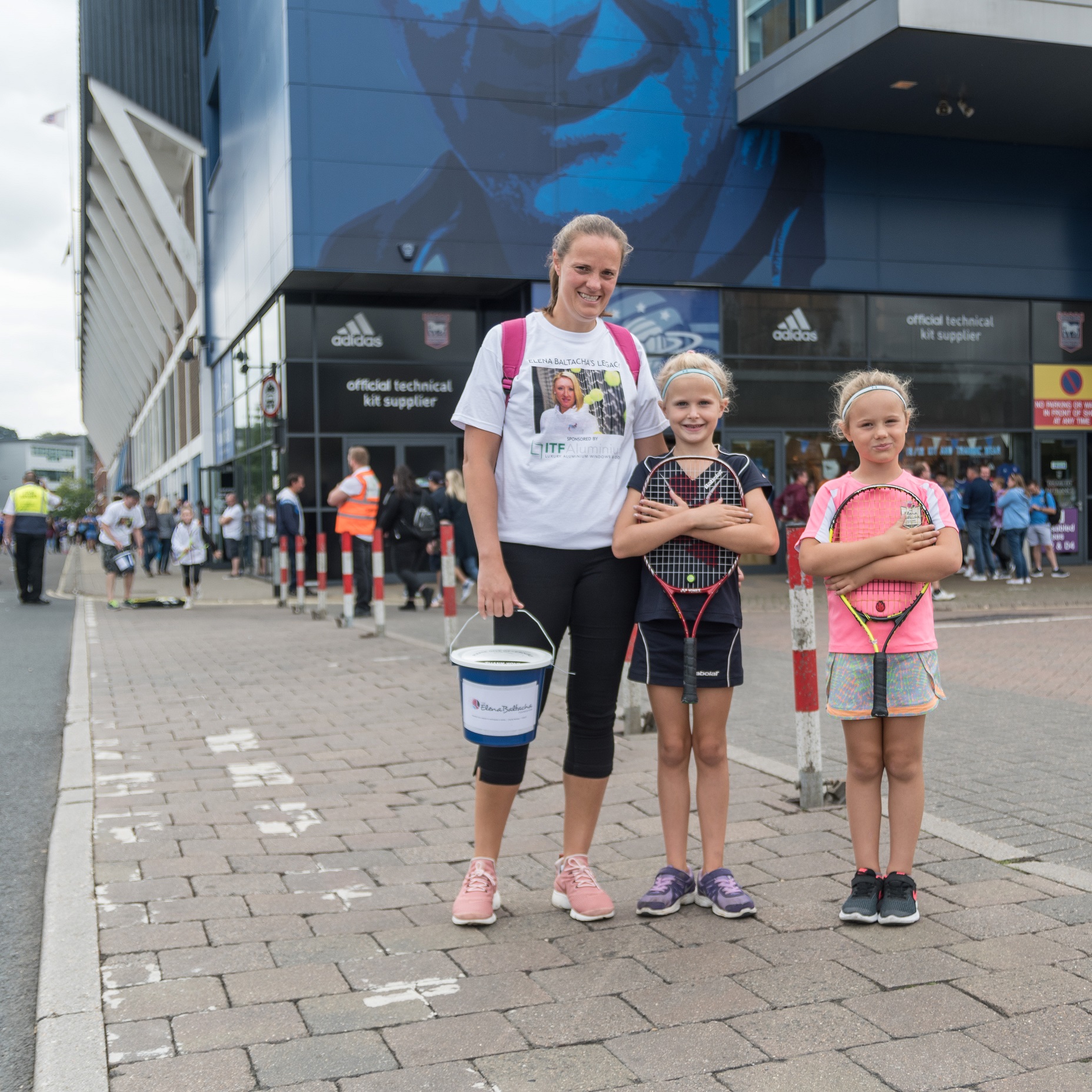 Volunteers from the Elena Baltacha Foundation outside Ipswich Town's ground during Saturday's collection.