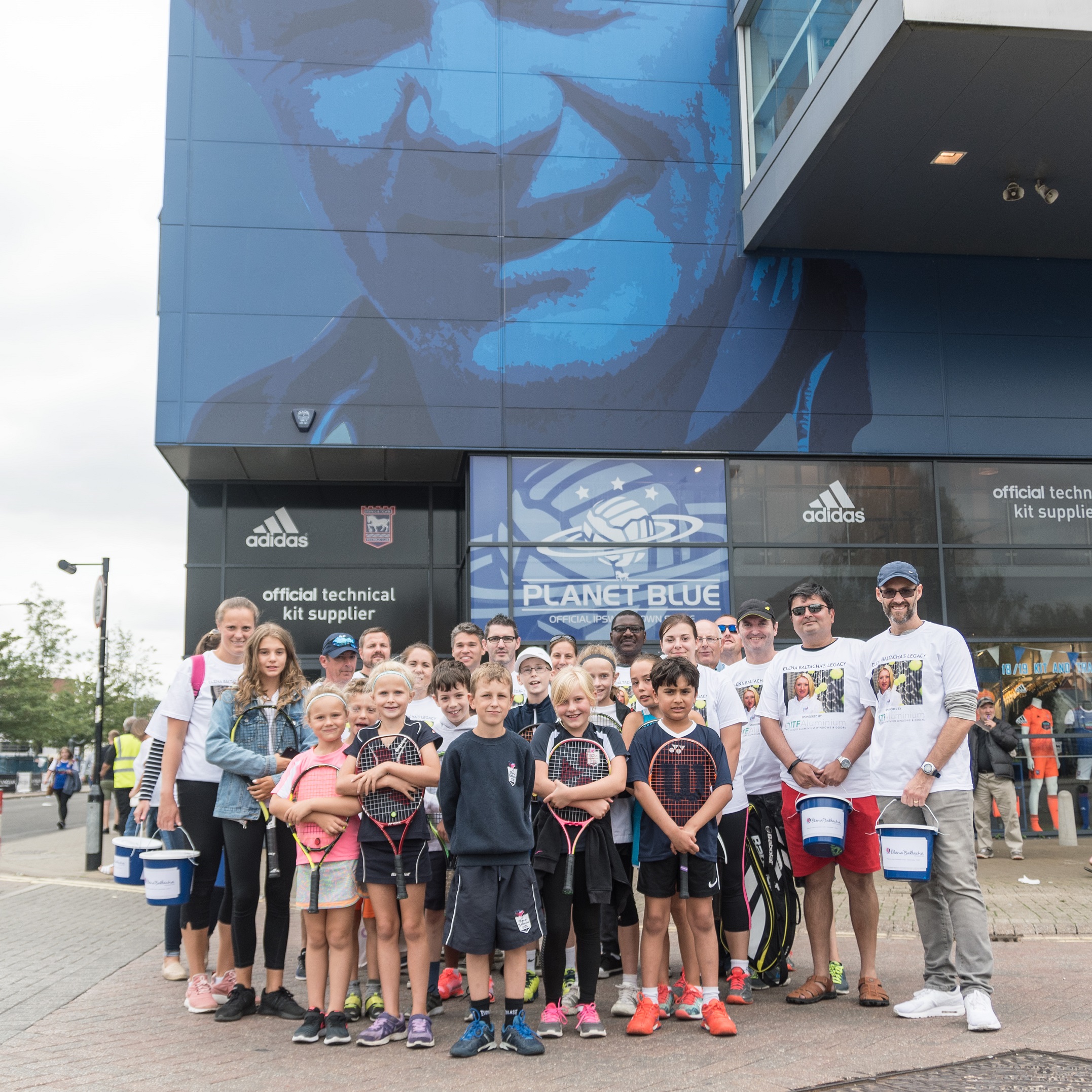 Volunteers from the Elena Baltacha Foundation outside Ipswich Town's ground during Saturday's collection.