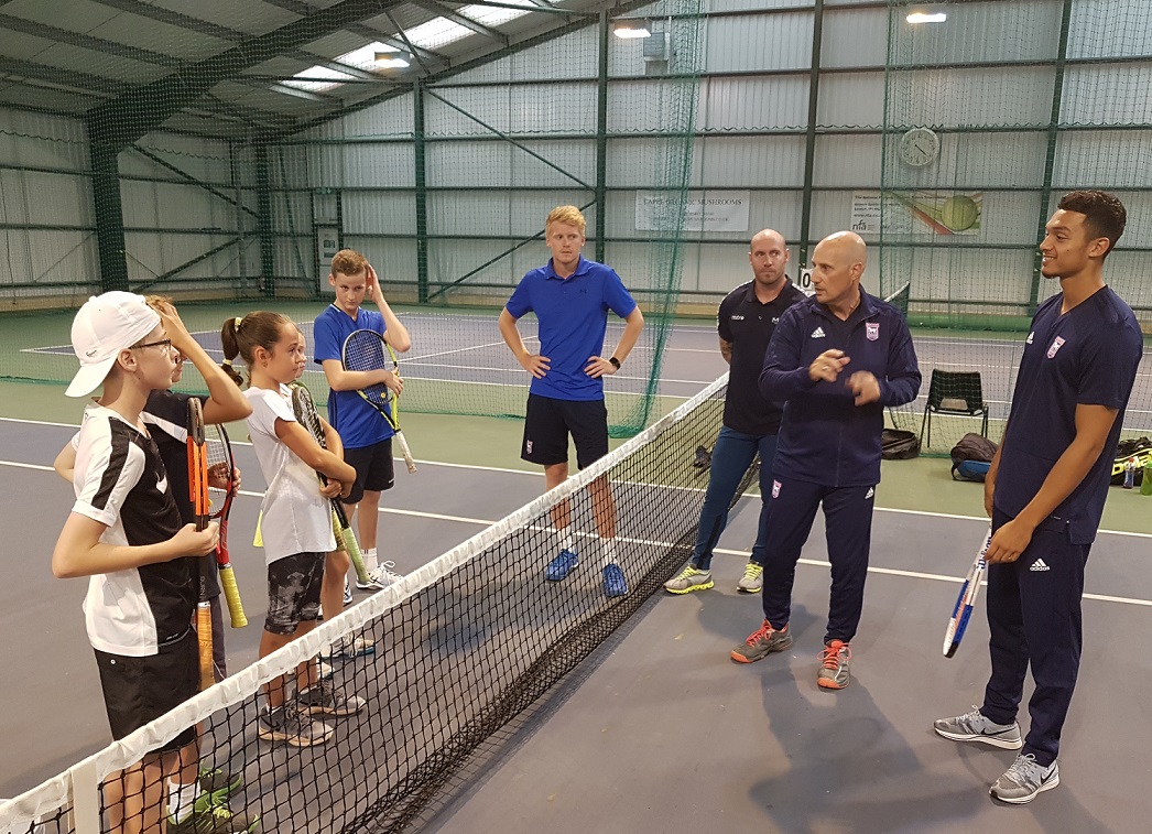 Ipswich Town FC players Cole Skuse and Andre Dozzell take part in Elena Baltacha Foundation training sessions.