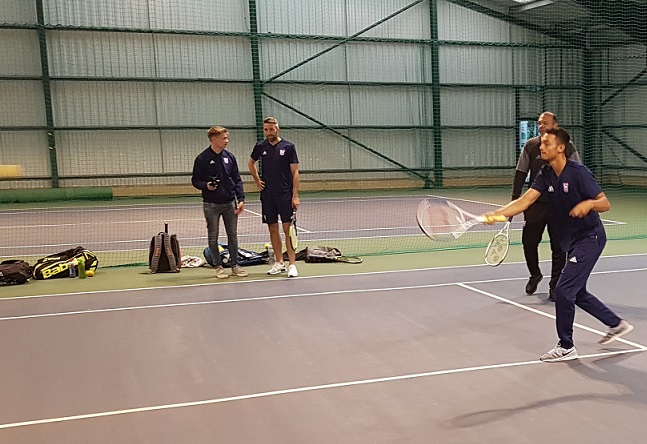 Ipswich Town FC players Cole Skuse and Andre Dozzell take part in Elena Baltacha Foundation training sessions.