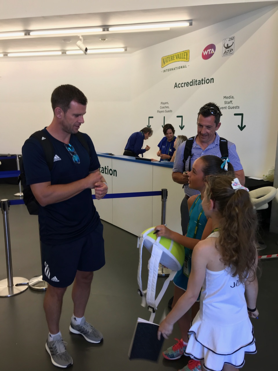 Elena Baltacha Foundation girls with Great Britain Davis Cup captain Leon Smith at the Nature Valley International in Eastbourne.