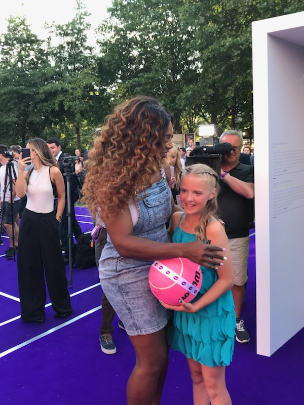 Elena Baltacha Foundation youngster Amie Hunt at WTA Tennis on the Thames with Serena Williams